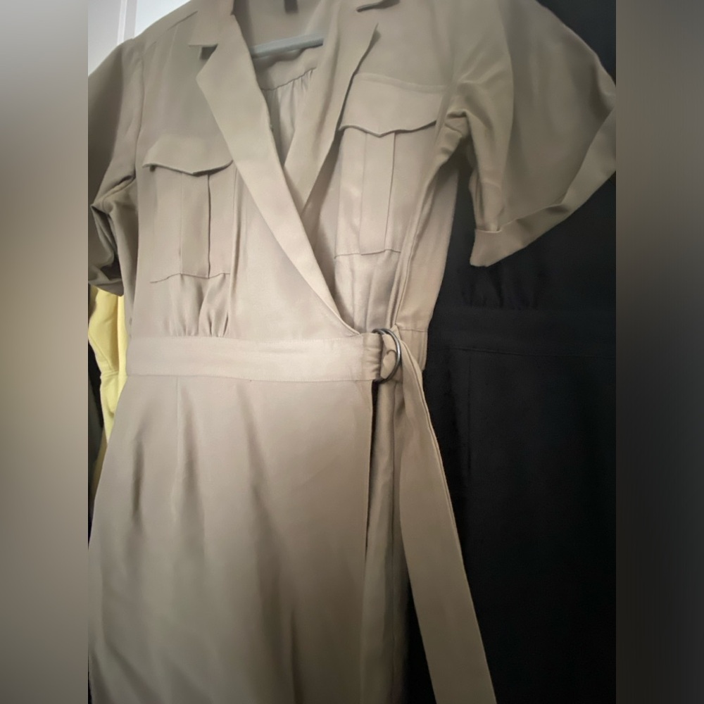 Nine West Taupe Midi Wrap Dress
